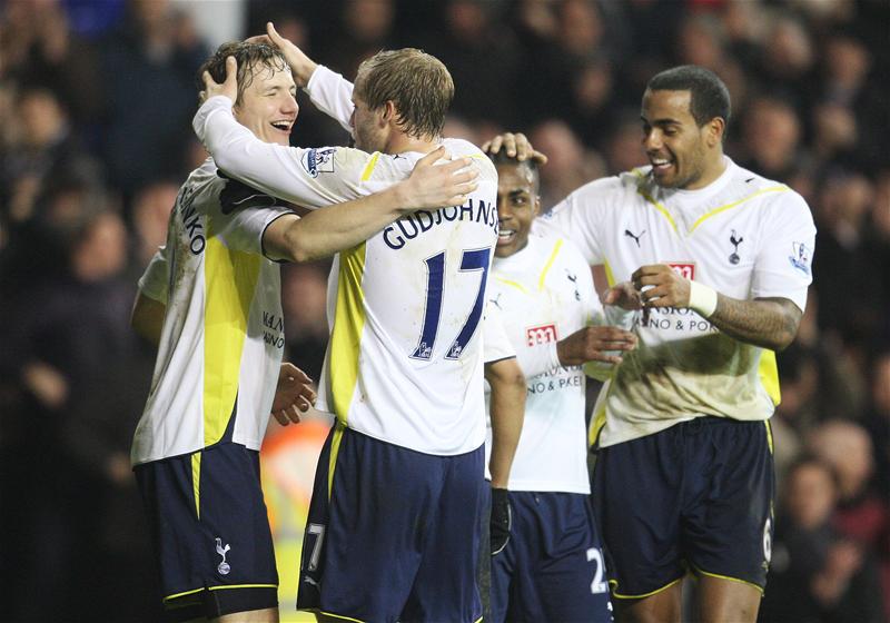 Roman Pavlyuchenko, Eidur Gudjohnsen, Danny Rose & Tom Huddlestone of Tottenham Hotspur against Bolton Wanderers