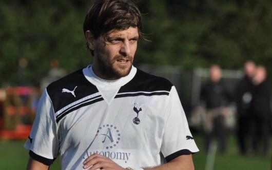 Jonathan Woodgate in action for Spus XI in their 9-2 win over QPR, January 2011