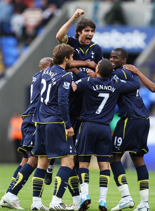 Vedran Corluka celebrates his goal against Bolton Wanderers