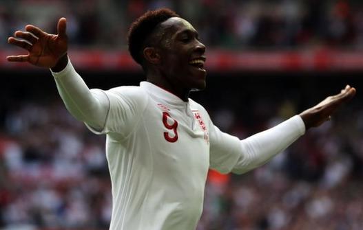 Danny Welbeck celebrates his goal against Belgium