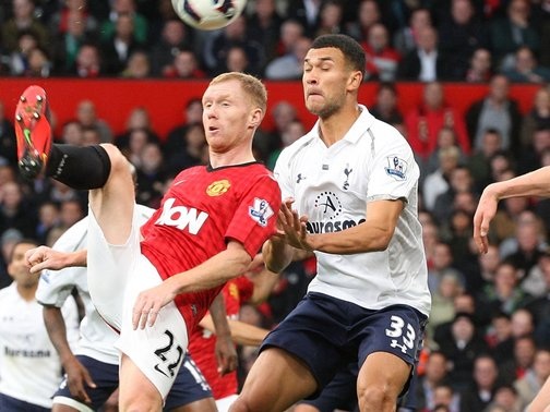 Steven Caulker in action for Tottenham Hotspur against Manchester United