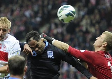 Action from Poland 1-1 England, October 2012